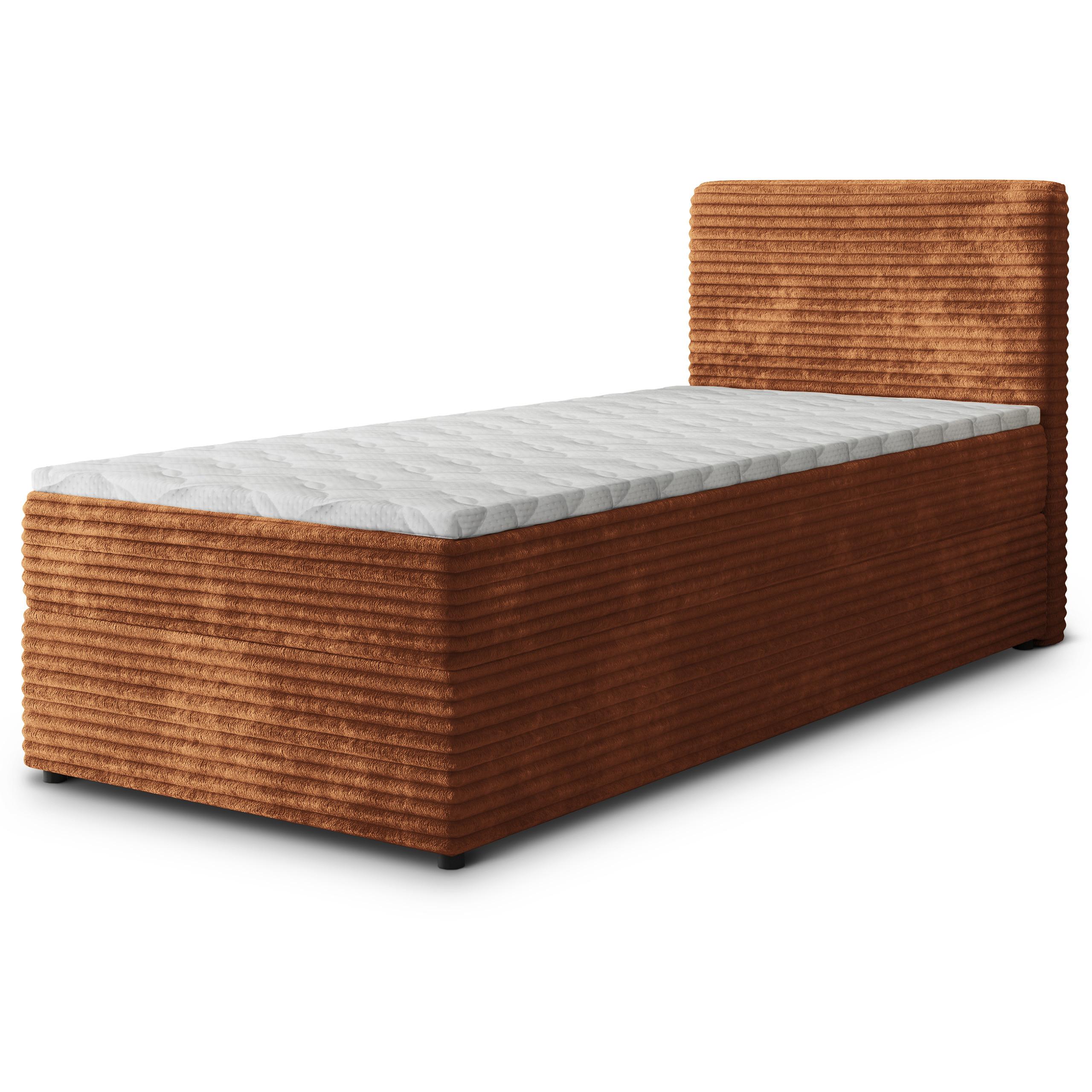 BOXBETT PISA 90 90x200 cm mit Matratze und Topper, H2+H3 - Braun - Braun, Holz (90/200cm) - MASSENO