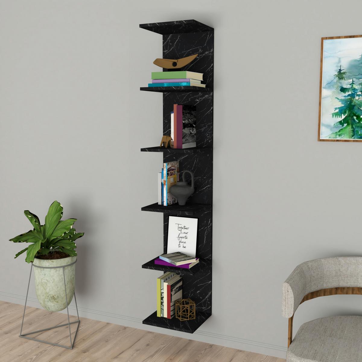WANDREGAL Surahammar - Schwarz, Holzwerkstoff (34.5/180/31.5cm) - [en.casa]