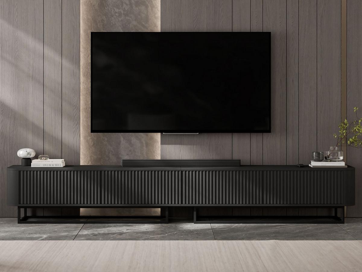 TV-LOWBOARD 2er-Set Aurora Schwarz matt 280 cm mit Metallrahmen - Schwarz, Holzwerkstoff/Metall (280/44/35cm) - Meble Lindner