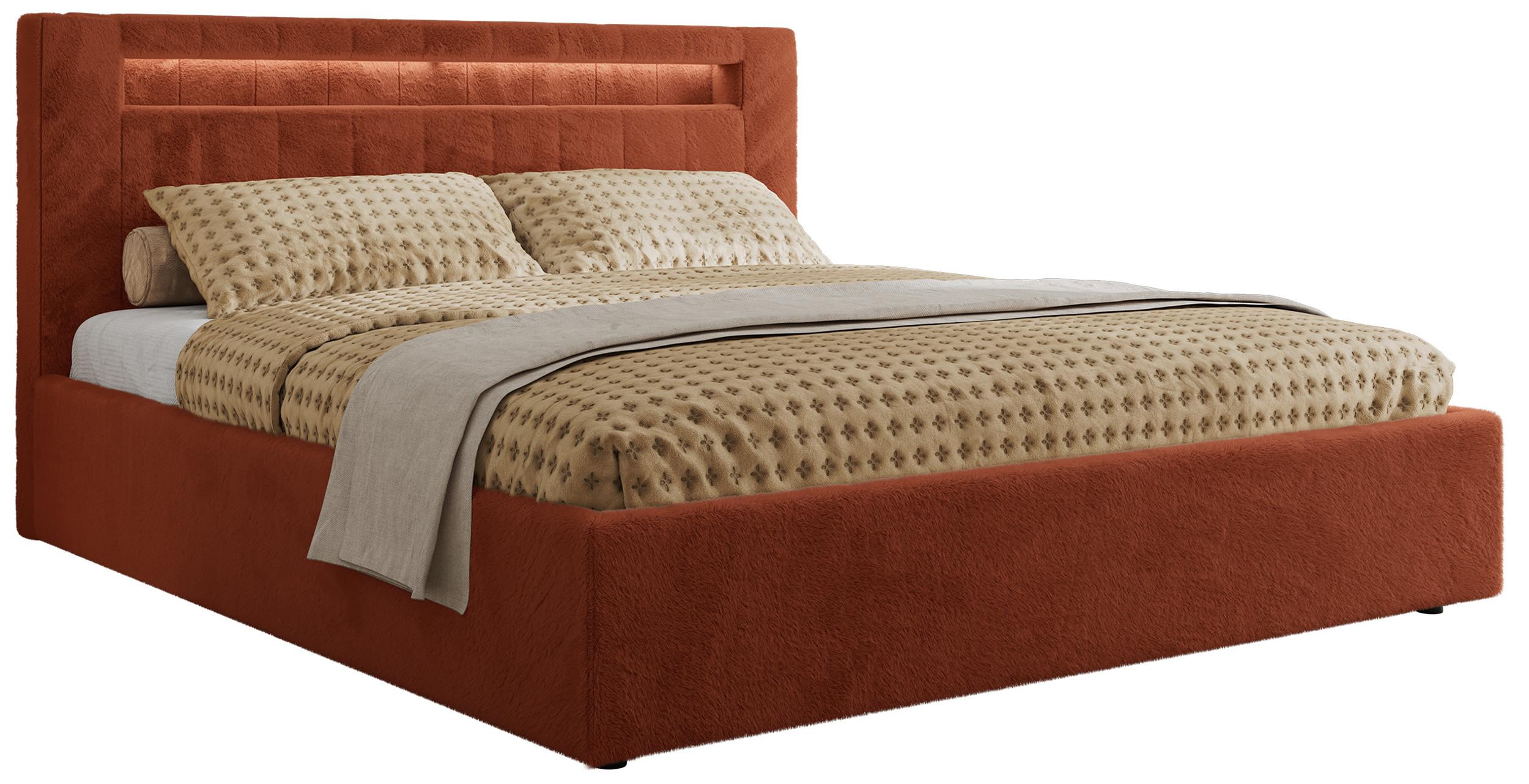 POLSTERBETT GOLD 5 CLASSIC 160/200 - Orange Plüsch - Multipocket-Matratze - Orange, Textil (160/200cm) - MKS