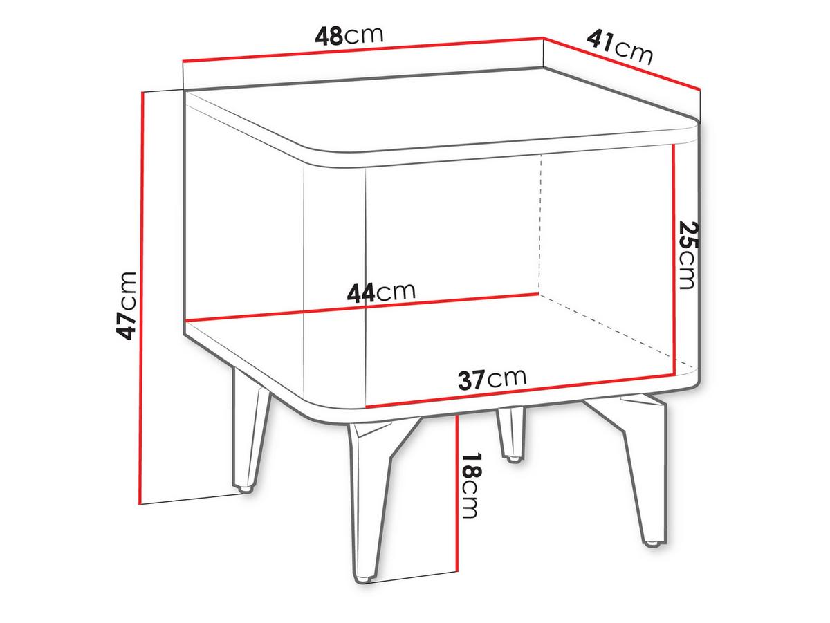 NACHTTISCH Aurena AU10 - Kaschmir/Nussbaumfarben, Holzwerkstoff/Metall (48/47/41cm) - MIRJAN24