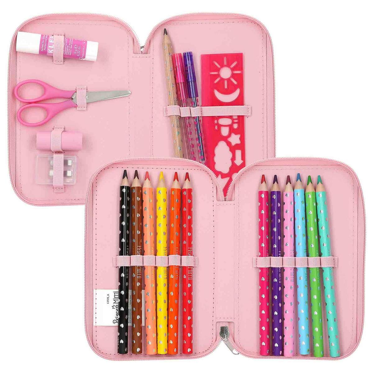 2-FACH FEDERTASCHE ROBBY Princess Mimi rosa 19 x 12 x 5 cm - Rosa, Kunststoff (12/5.5/19cm) - Depesche Germany