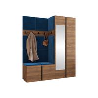 GARDEROBEN-SET Orion XII - Blau/Nussbaumfarben, Holzwerkstoff/Kunststoff (158/186/46cm) - MIRJAN24