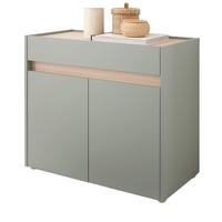 SCHUHSCHRANK Flur Kommode in Salbei Grün mit Eiche, Schubkasten und Fächer, 80 x 70 cm - Salbeigrün/Eichefarben, Holz/Holzwerkstoff (80/70/40cm) - Furn.Design