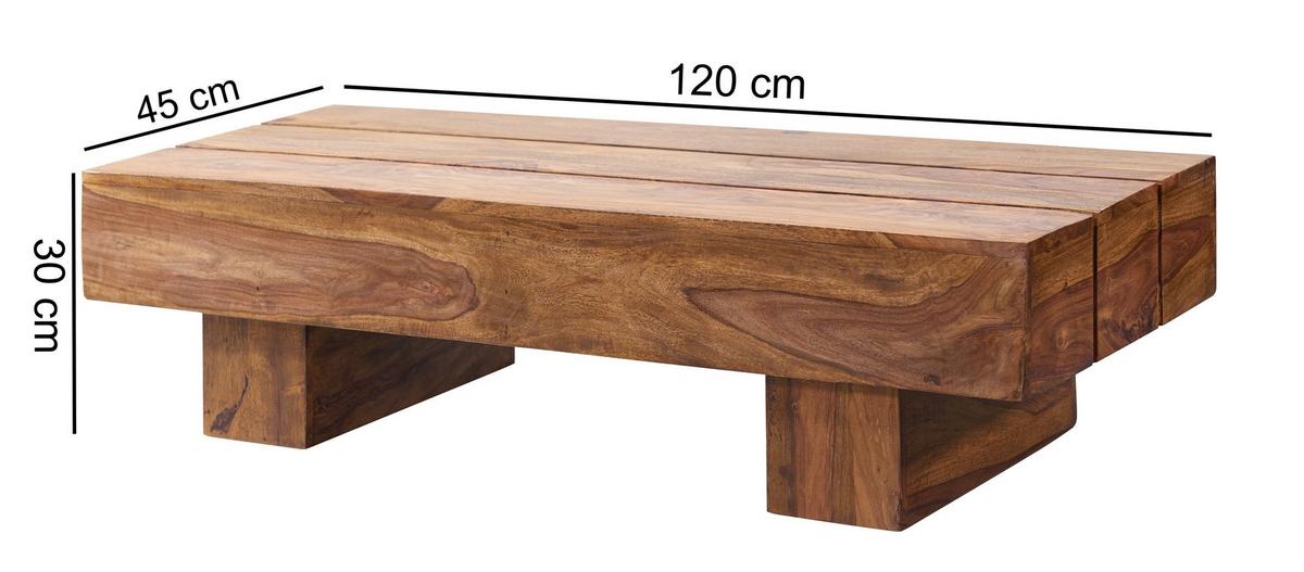 COUCHTISCH aus Massivholz – Landhausstil für das Wohnzimmer, Dunkelbraun 120x45x30 cm - Braun, Holz (45/120/30cm) - KADIMA DESIGN