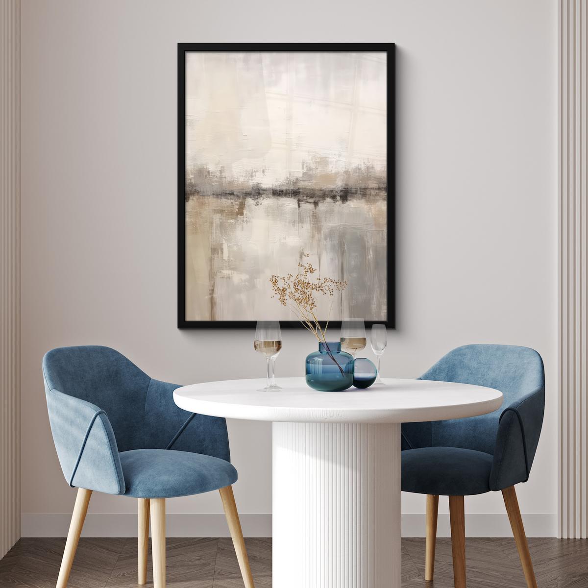 POSTER MIT RAHMEN Moderne Kunst - Abstrakt - Beige Posterleiste 60x80 cm - Beige, Papier (60/80cm) - MuchoWow