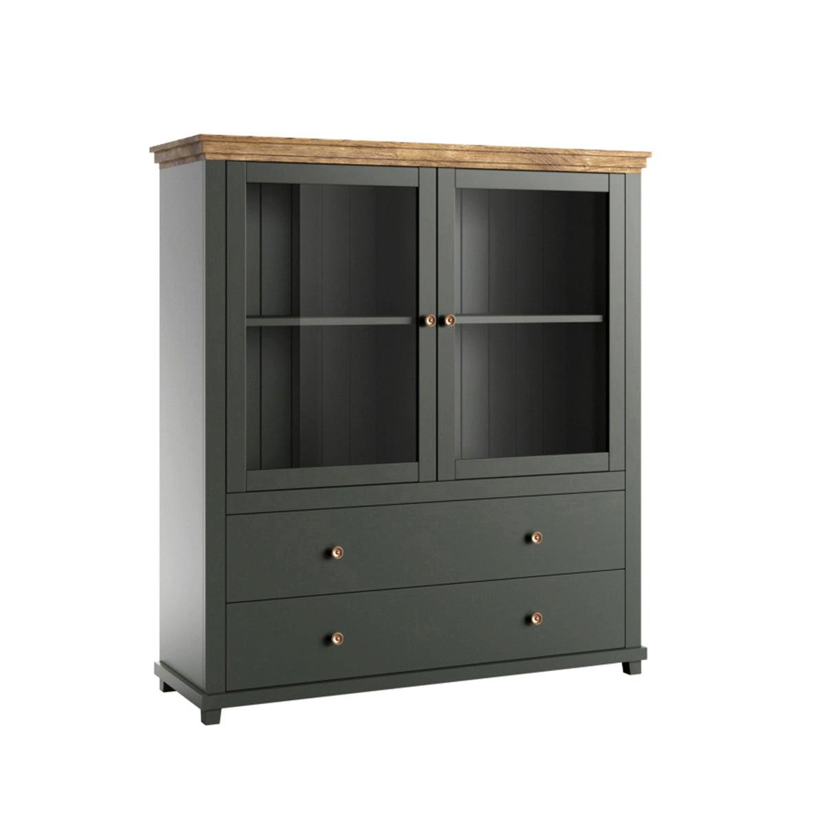 GESCHIRRSCHRANK Martin Grün und Holz - Grün, Holzwerkstoff (126/138/42cm) - Petits-meubles