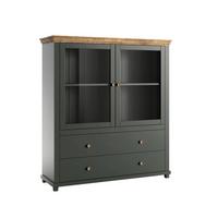 GESCHIRRSCHRANK Martin Grün und Holz - Grün, Holzwerkstoff (126/138/42cm) - Petits-meubles