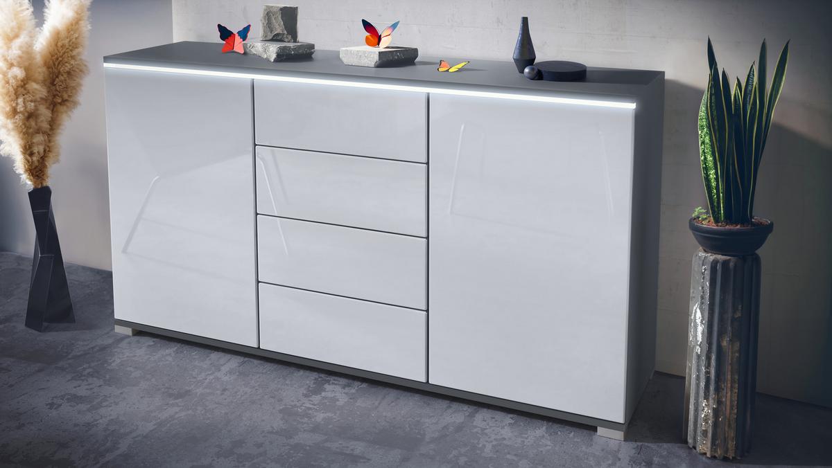 SIDEBOARD Faro Weiß Hochglanz - Weiß Hochglanz, Holzwerkstoff (138.5/75.5/35cm) - Vladon