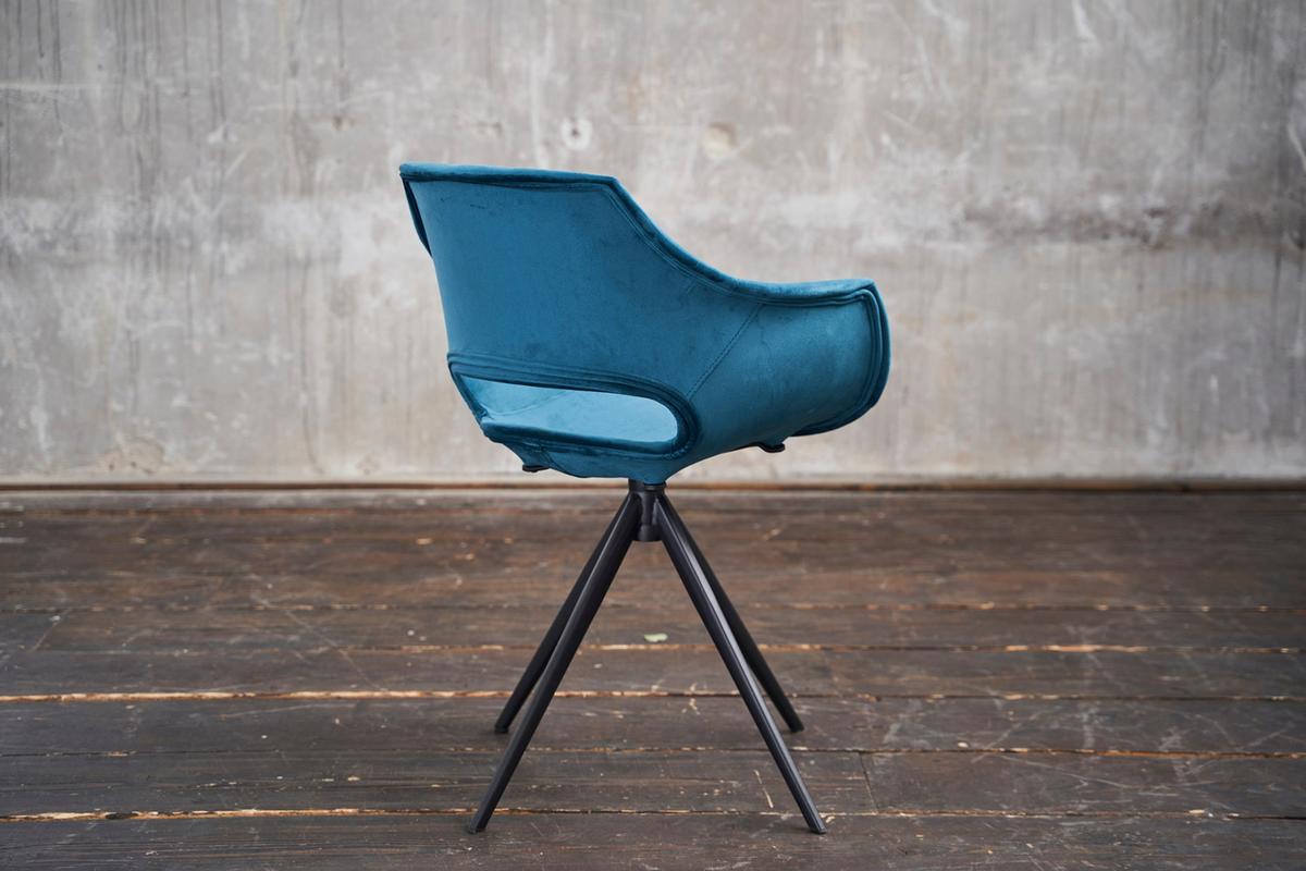 DREHSTUHL ZAJA Petrol Velvet Drehbar (360°) (1er-Set) - Blau/Petrol, Textil (57/85/59cm) - KAWOLA