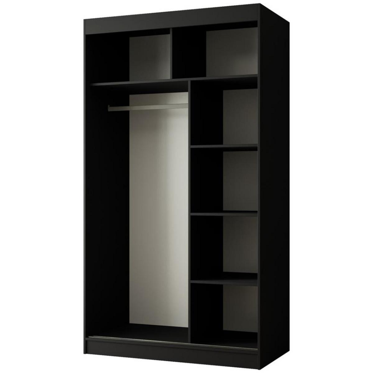SCHWEBETÜRENSCHRANK Paco 120/215/61 2-türig schwarz mit Spiegel - Schwarz, Holzwerkstoff (120/215/61cm) - Beautysofa