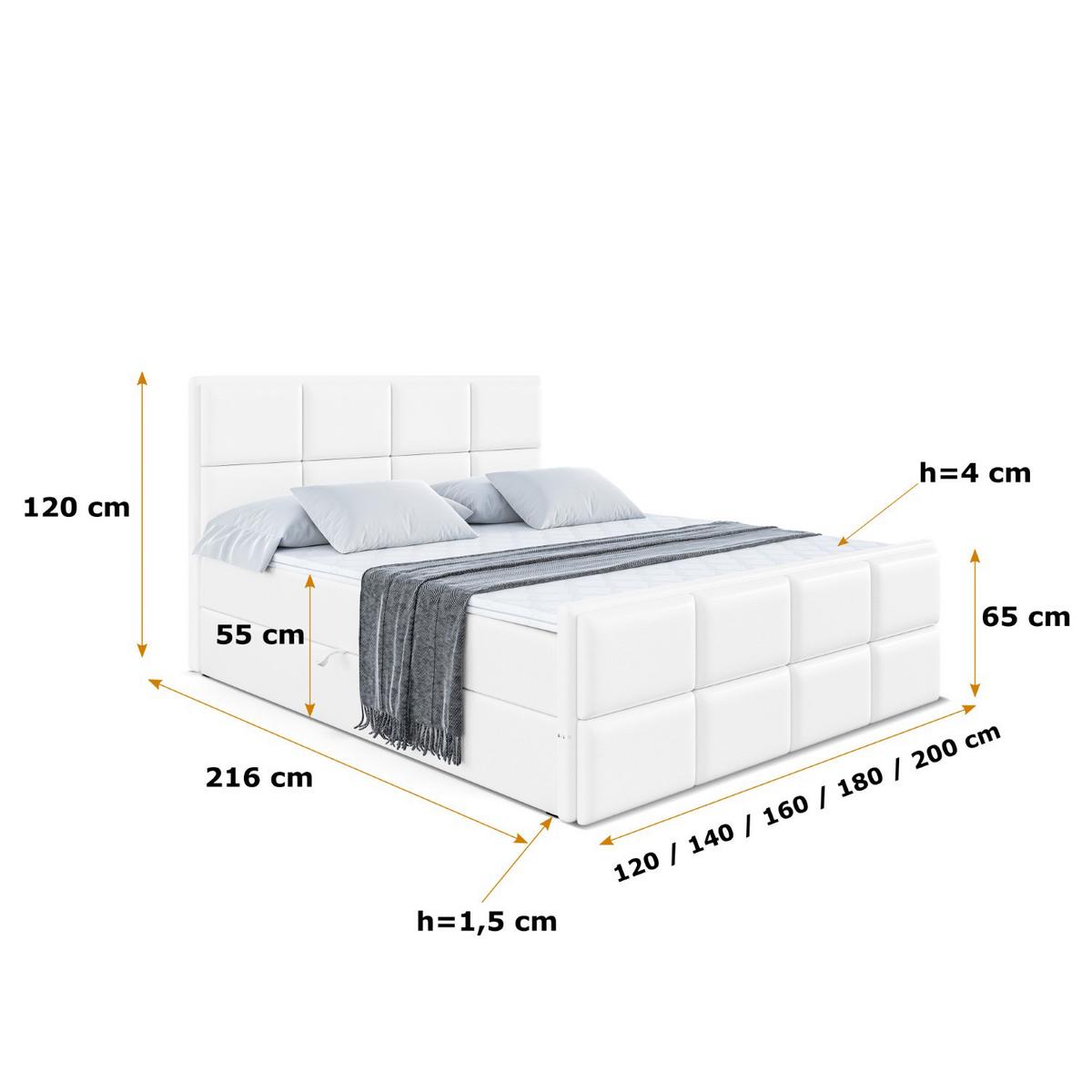 BOXBETT NOVA-Z - 200 x 200 - H4 - Weiß Hochglanz - Weiß Hochglanz, Holzwerkstoff (200/200cm) - ALTDECOR