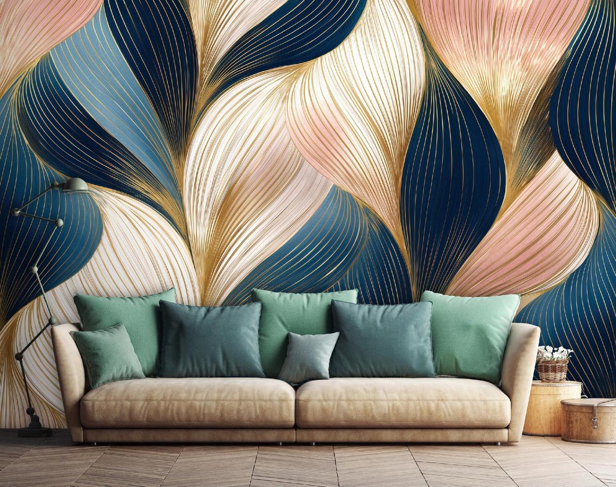 FOTOTAPETE Art Deco Abstrakt Blau 250x175 cm - Multicolor, Papier (250/175cm) - Wallarena
