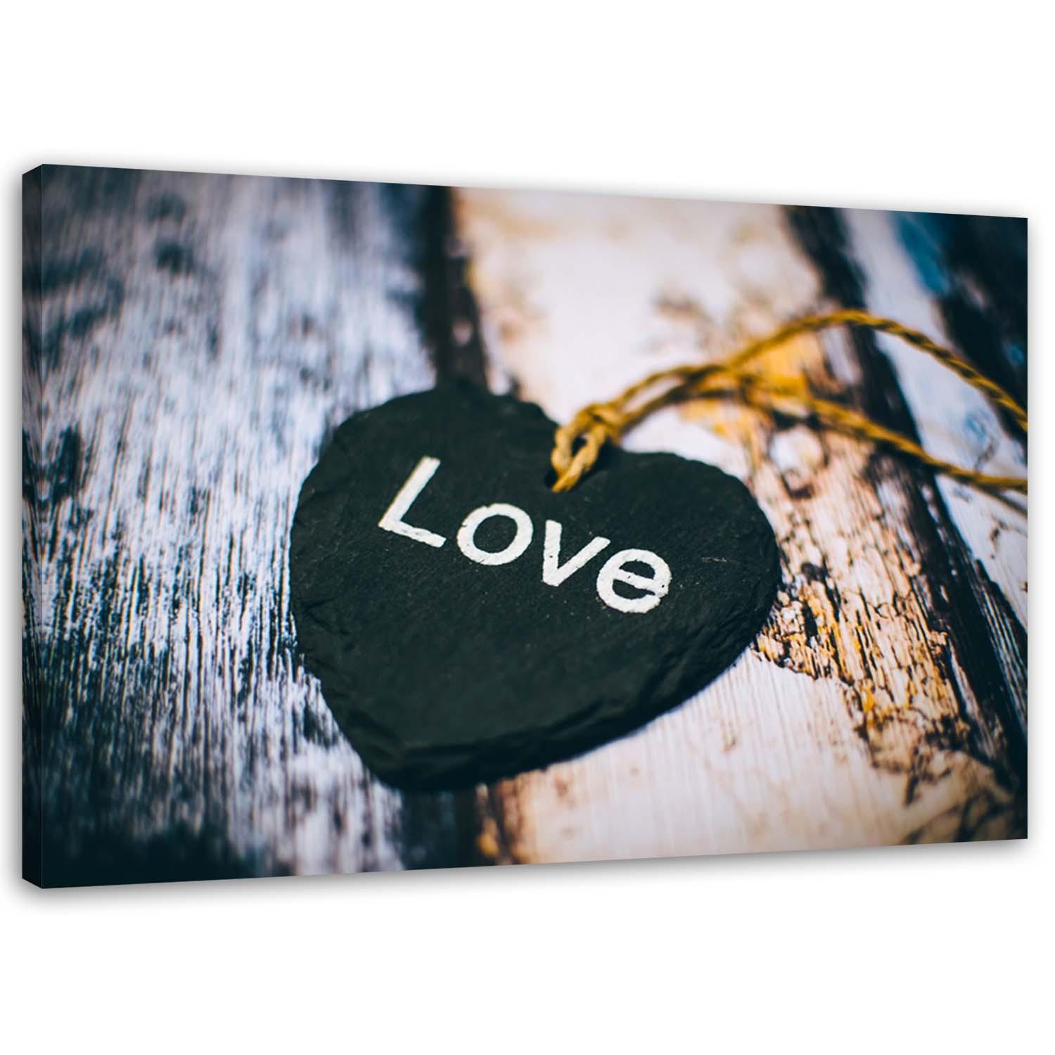 LEINWANDBILD Anhänger mit Love-Inschrift 120x80cm - Braun, Textil (120/80cm) - Feeby