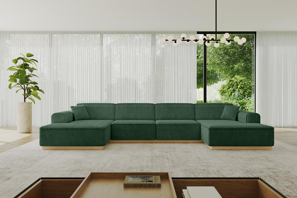WOHNLANDSCHAFT IREA-U2-v2 - 386x165x80 cm Grün - Currygelb, Holzwerkstoff/Textil (386/80/165cm) - ALTDECOR