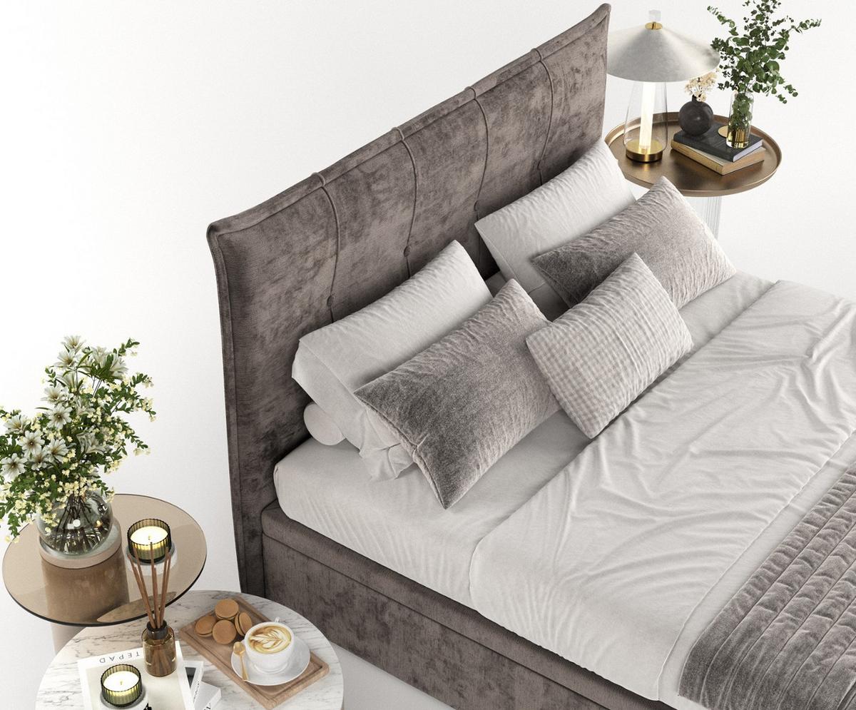 POLSTERBETT Liano mit Stauraum 140/200 cm Braun im Lotta Stoff - Schwarz/Braun, Holz/Holzwerkstoff (140/200cm) - AltaBeds