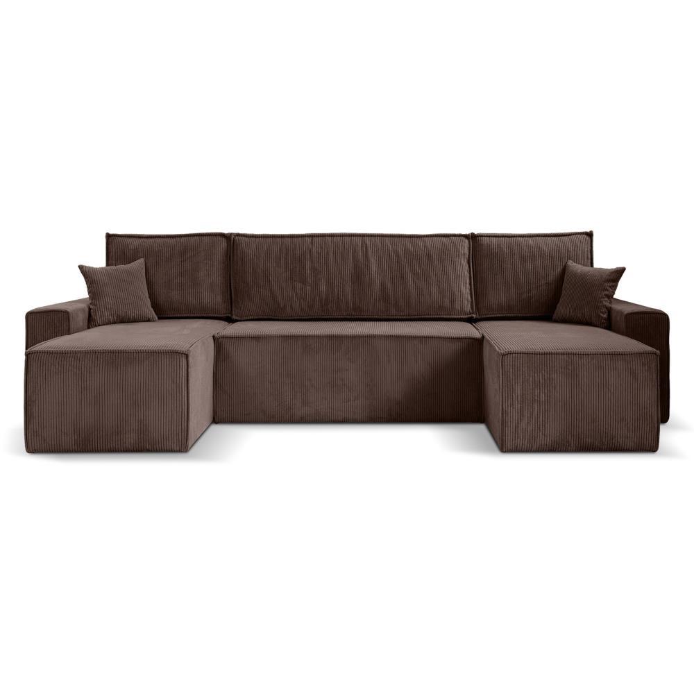 WOHNLANDSCHAFT Hektor U mit Schlaffunktion braun - Schwarz/Braun, Kunststoff/Textil (318/94/152cm) - Beautysofa