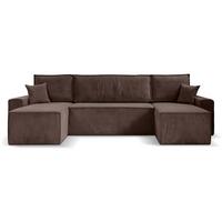 WOHNLANDSCHAFT Hektor U mit Schlaffunktion braun - Schwarz/Braun, Kunststoff/Textil (318/94/152cm) - Beautysofa