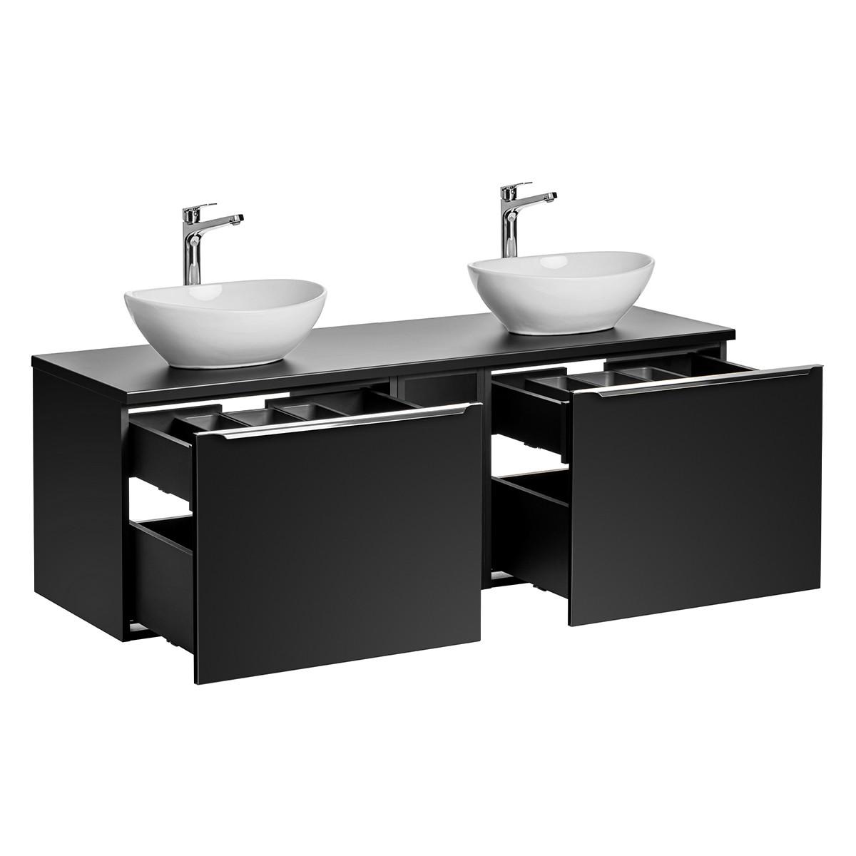 BADMÖBEL 140cm Éros 2er-Set Schwarz - Schwarz, Holzwerkstoff (140/48/46cm) - Petits-meubles