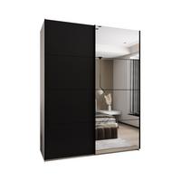 SCHWEBETÜRENSCHRANK 245,5/200/64 2-türig - Schwarz/Weiß, Holz/Metall (200/245/64cm) - Abiks Möbel