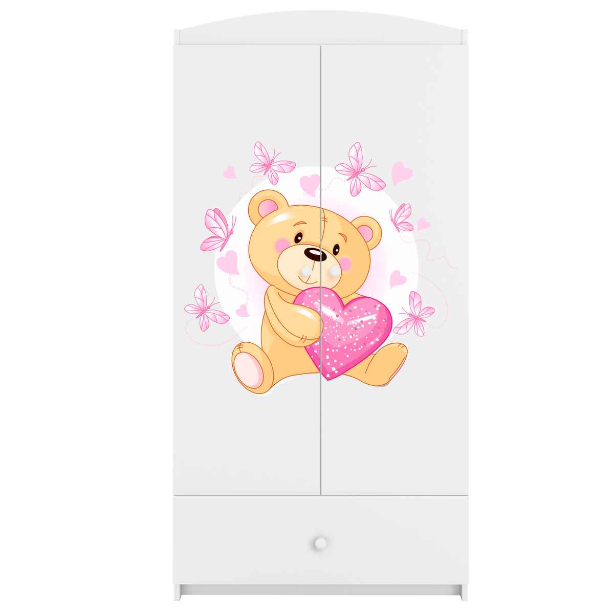 KINDERKLEIDERSCHRANK Teddybär I - Weiß, Holzwerkstoff (90/175/52cm) - RAUMHIRSCH FURNITURE