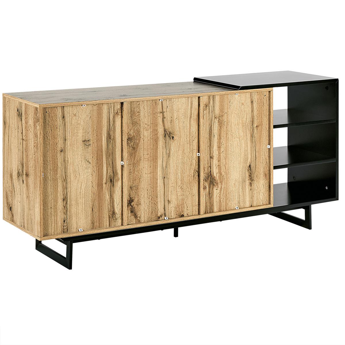 SIDEBOARD mit 2 Türen Braun/Schwarz Fiora - Braun, Holzwerkstoff (160/75/40cm) - Beliani