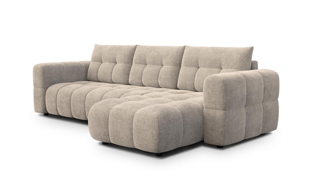 ECKSOFA CLOUDI 4-Sitzer rechts, beige - Beige/Schwarz, Holz/Textil (294/160cm) - Wozimo