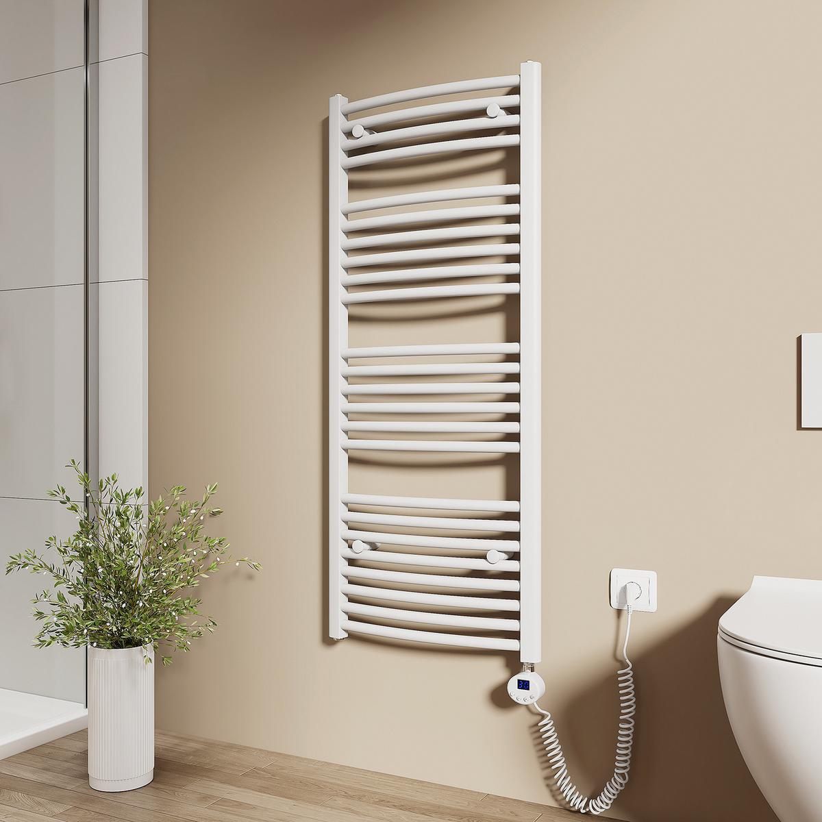 HANDTUCHHEIZKÖRPER elektrisch gebogen Weiß 120/50 cm - Weiß, Metall (50/120/5.2cm) - EMKE