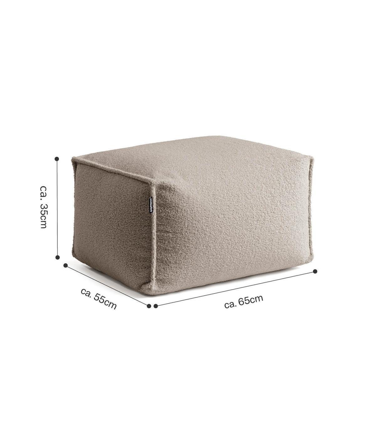 POUF Bouclé Block - Taupe, Textil (55/65/35cm) - Mokebo