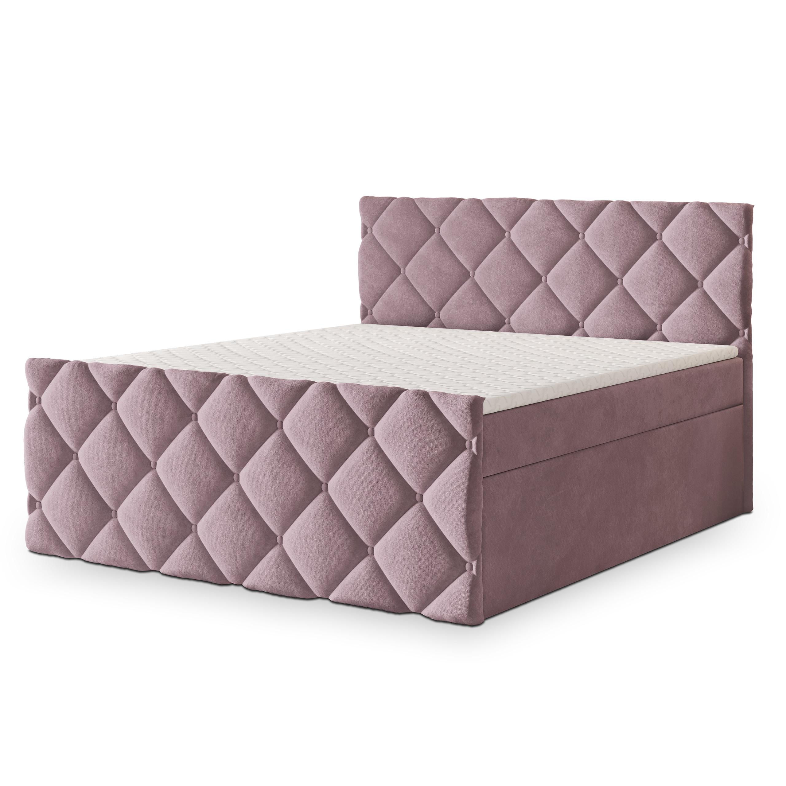 BOXBETT ROVARI 180x200 cm mit Matratze und Topper - Rosa - Rosa, Holz (180/200cm) - MASSENO