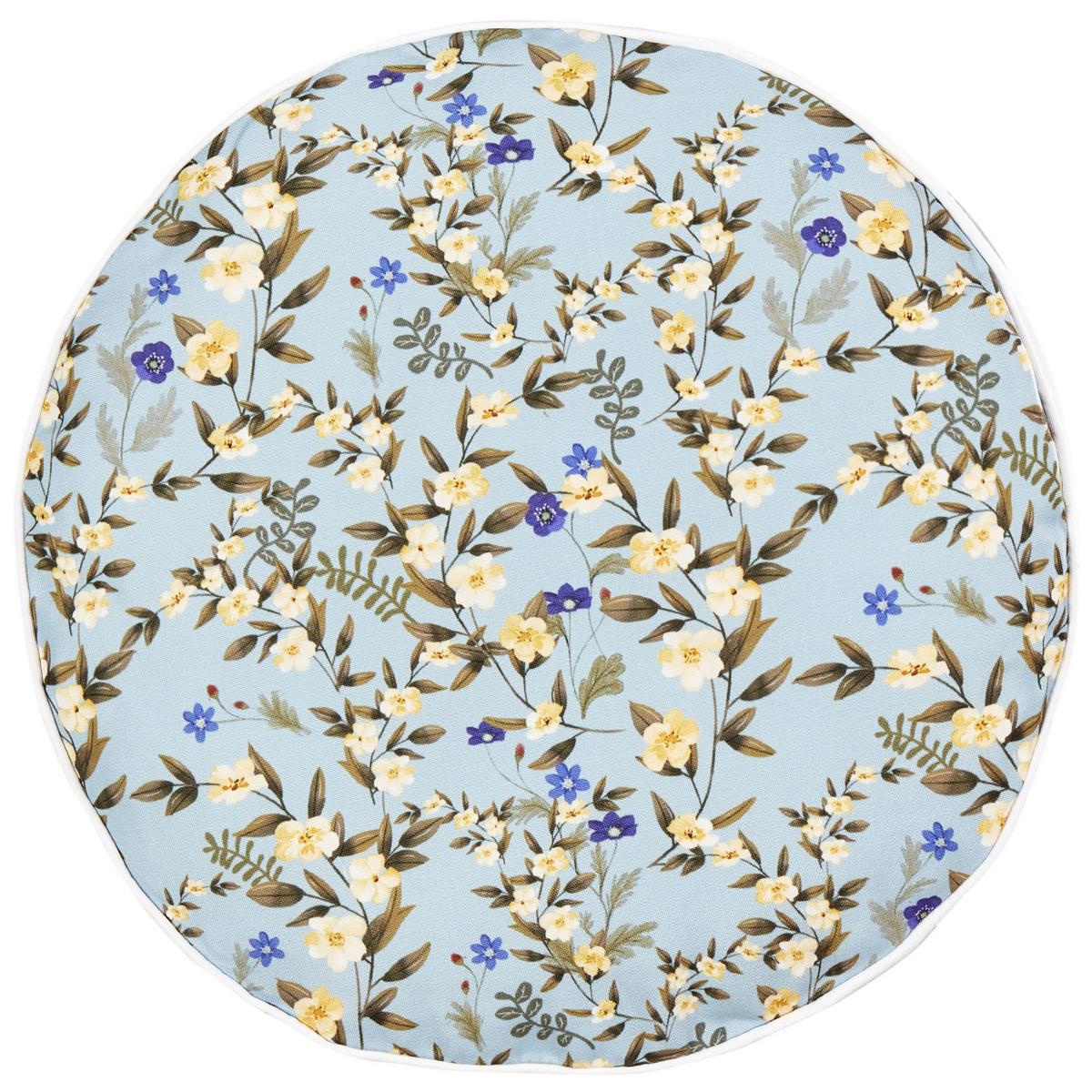 GARTENKISSEN 2er-Set Blumenmuster blau 40 cm Valloria - Hellblau, Textil (40/40cm) - Beliani