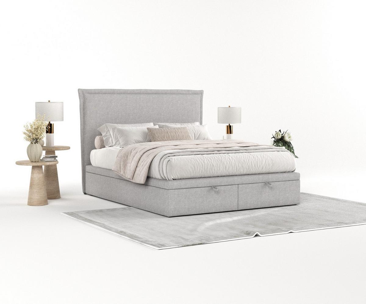 POLSTERBETT Eliot mit Stauraum 140/200 cm Grau im Megan Stoff - Schwarz/Grau, Holz/Holzwerkstoff (140/200cm) - AltaBeds