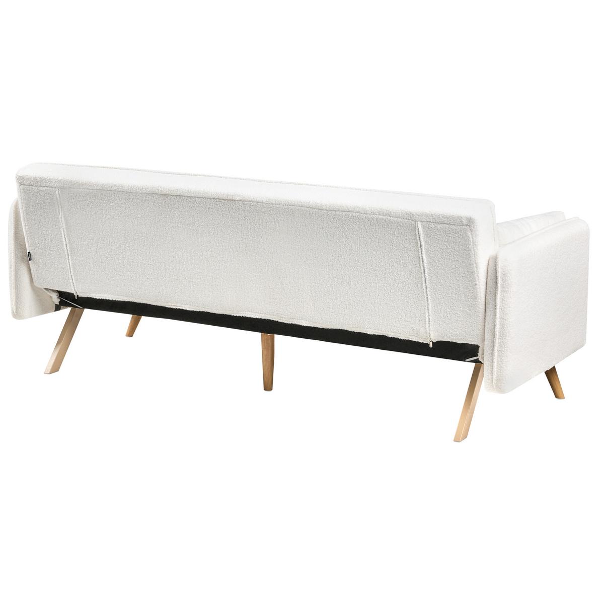 SCHLAFSOFA Bouclé Cremeweiß Asaa - Creme/Weiß, Textil (205/76/80cm) - Beliani