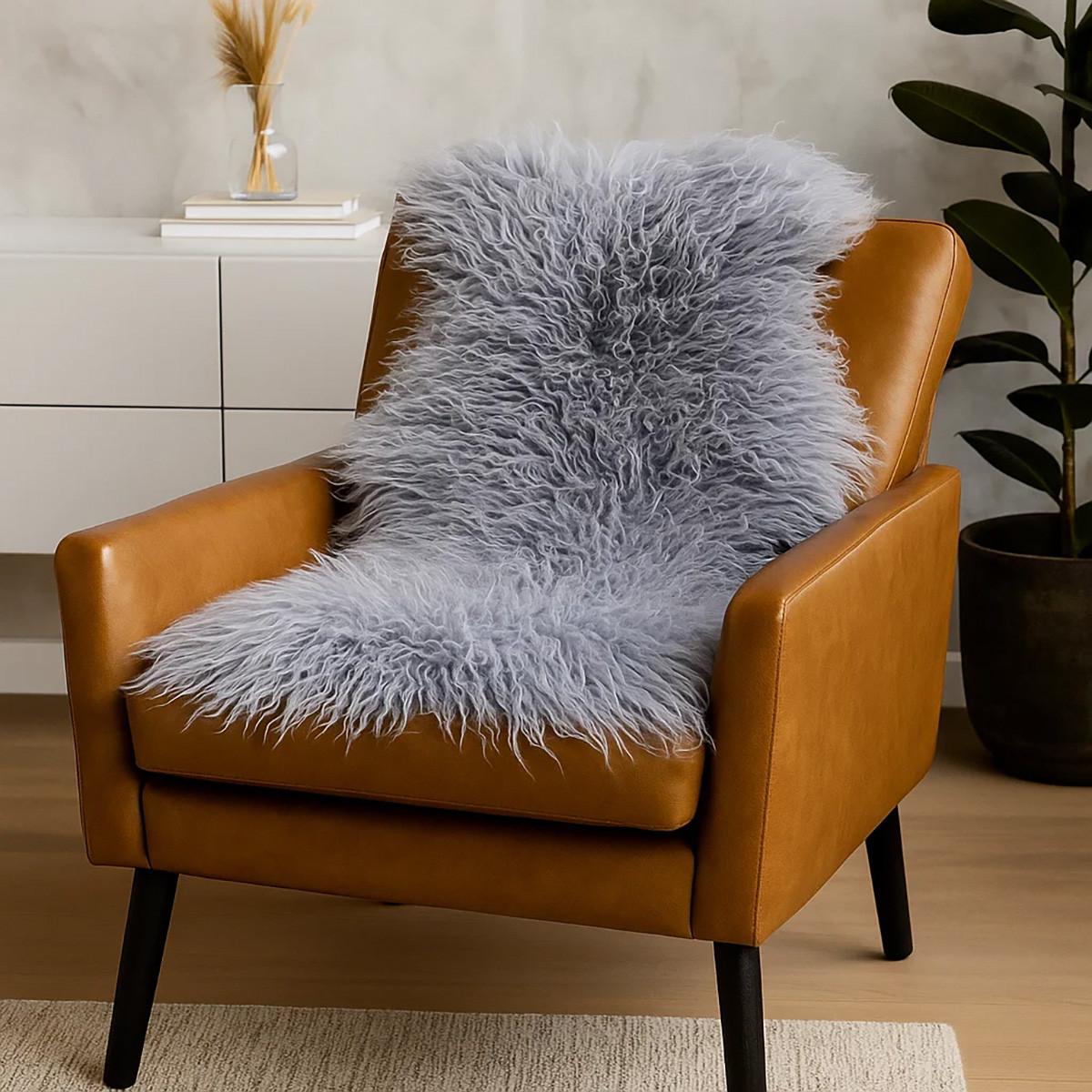 SCHAFFELL Island Lammfell lockig ca. 110 cm Naturfarben - Taupe, Fell (60/110cm) - Provellus