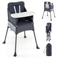 BABYHOCHSTUHL mit Tragetasche grau - Grau, Textil (58/96/57cm) - COSTWAY