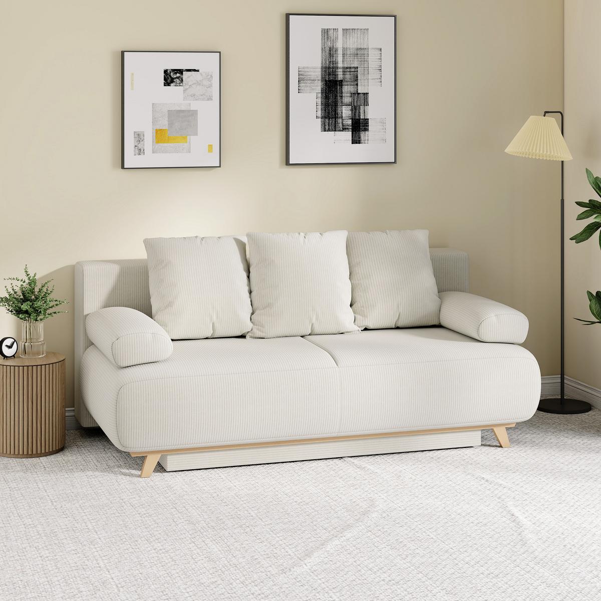 SCHLAFSOFA Cord Beige - Beige, Kunststoff/Textil (100/84/188cm) - HOMCOM