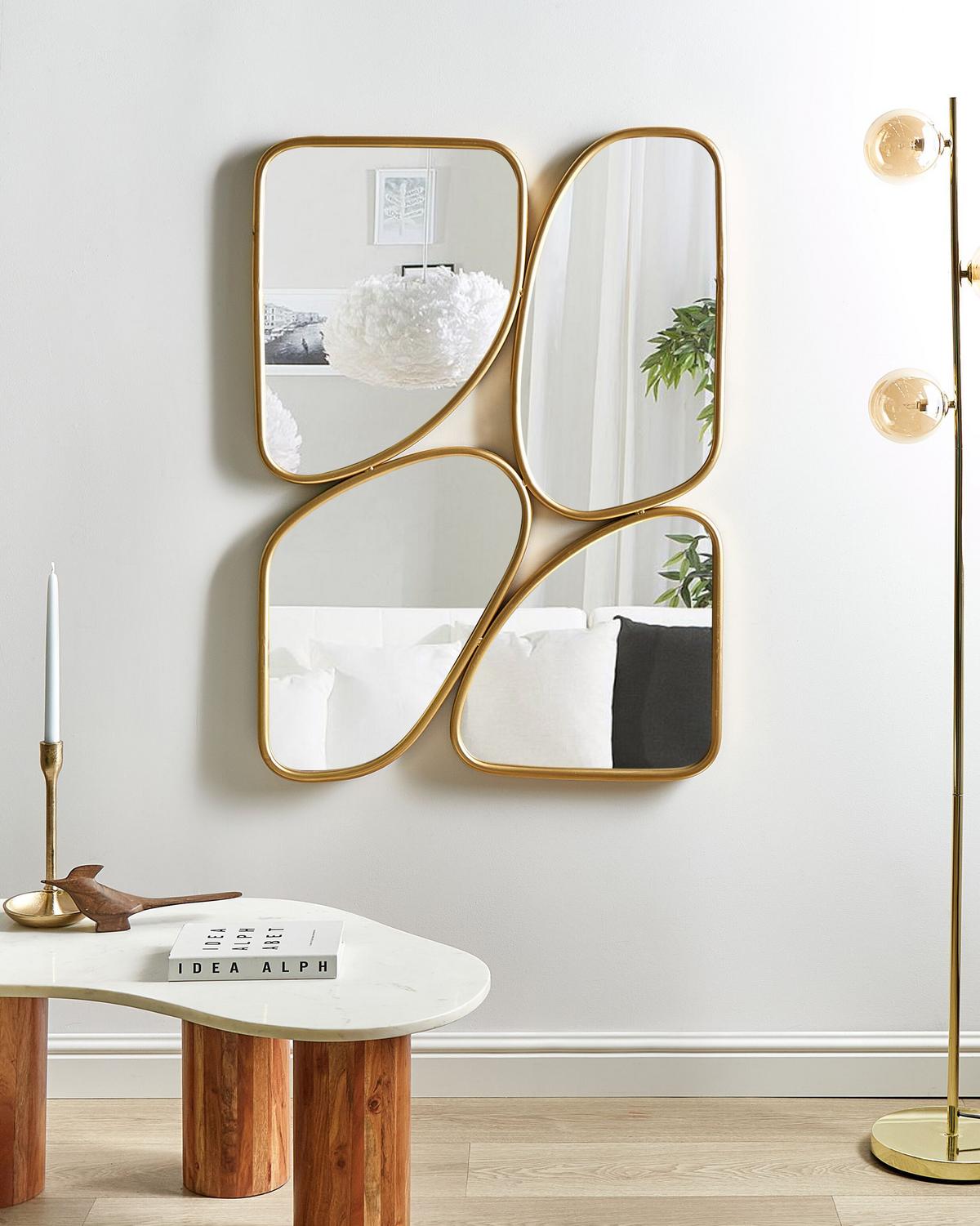 WANDSPIEGEL Gold Metall 70/100 cm Diancey - Goldfarben, Metall (70/100/3cm) - Beliani