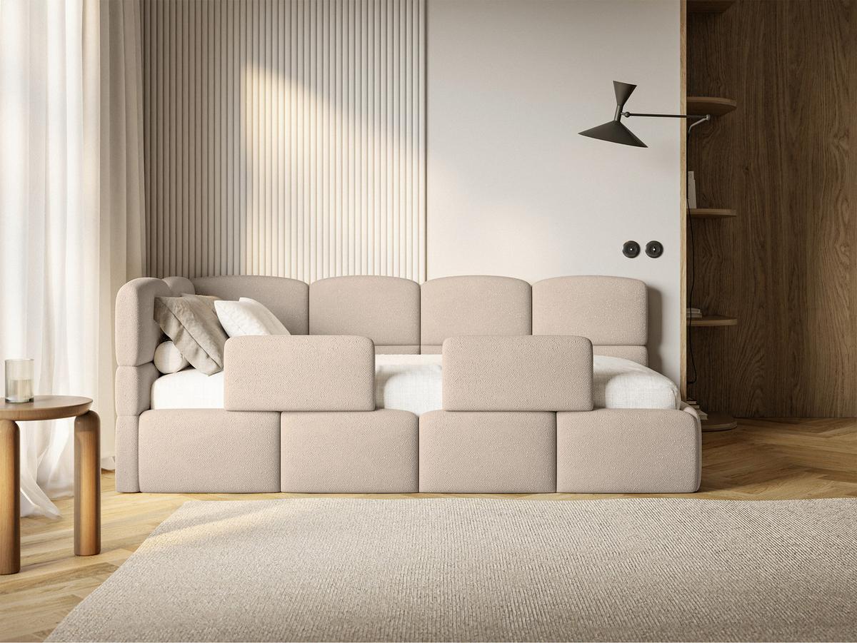 KINDERBETT Cloudy Beige 120 cm, Chenille - Beige/Schwarz, Kunststoff/Textil (120/200cm) - Selsey