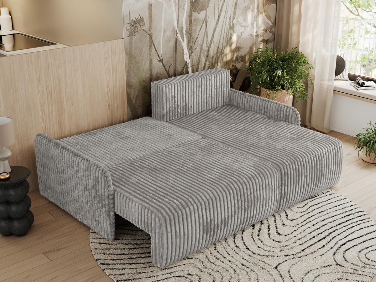 ECKSCHLAFSOFA ARPA L Grau Cord - rechts - Schwarz/Grau, Kunststoff/Textil (150/198cm) - MKS