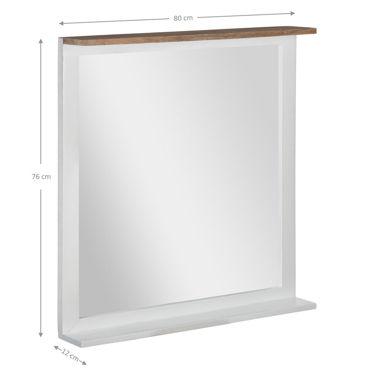 WANDSPIEGEL 80x76cm rechteckig Natur/Weiß mit Holzrahmen Landhaus-Stil - Naturfarben, Holz (12/76/80cm) - WOMO-DESIGN