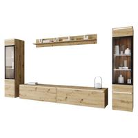 WOHNWAND Vera II mit weißer LED Beleuchtung - Eiche Artisan, Holzwerkstoff (30/130/33cm) - MIRJAN24