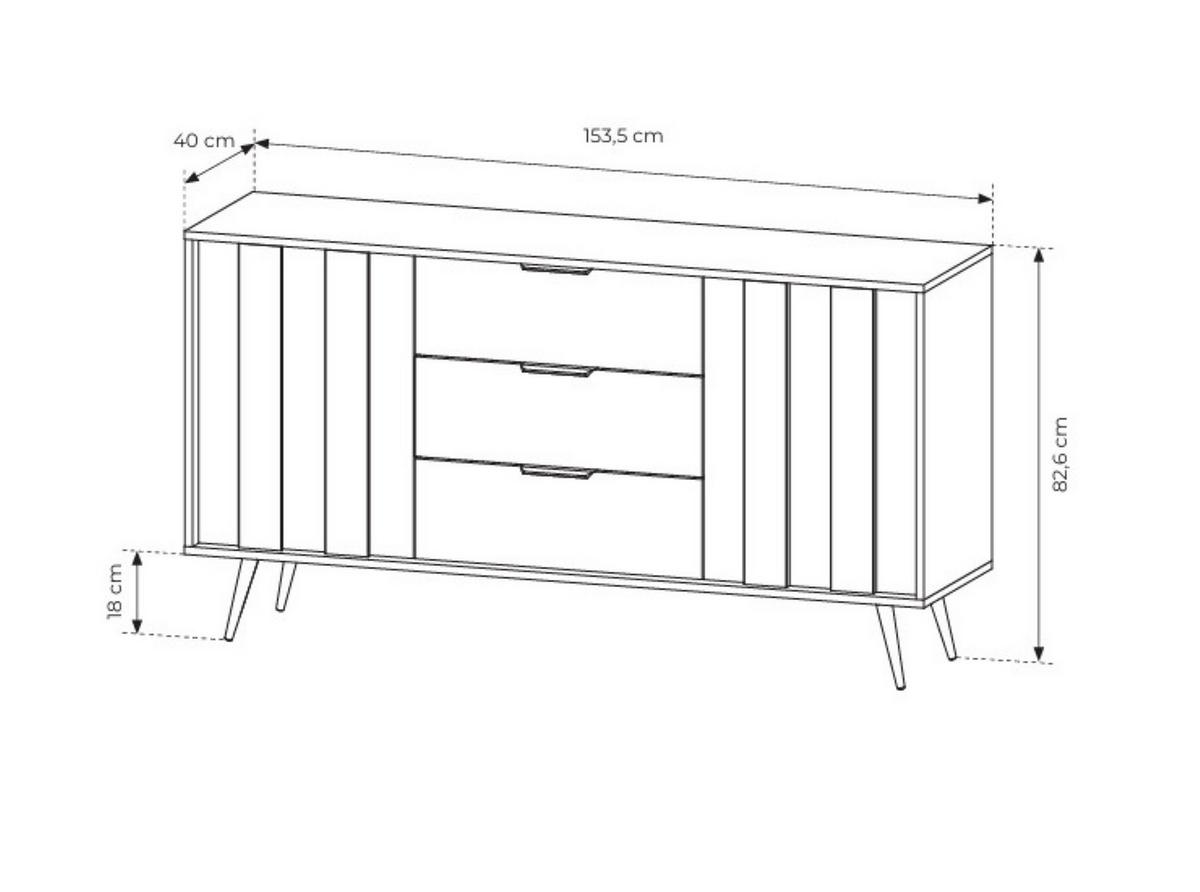 KOMMODE DAVANTI 153,5/82,6/40cm mit 3 Schubladen 2 Türen Eichefarben - Eichefarben, Holzwerkstoff (153.5/82.6/40cm) - MASSENO