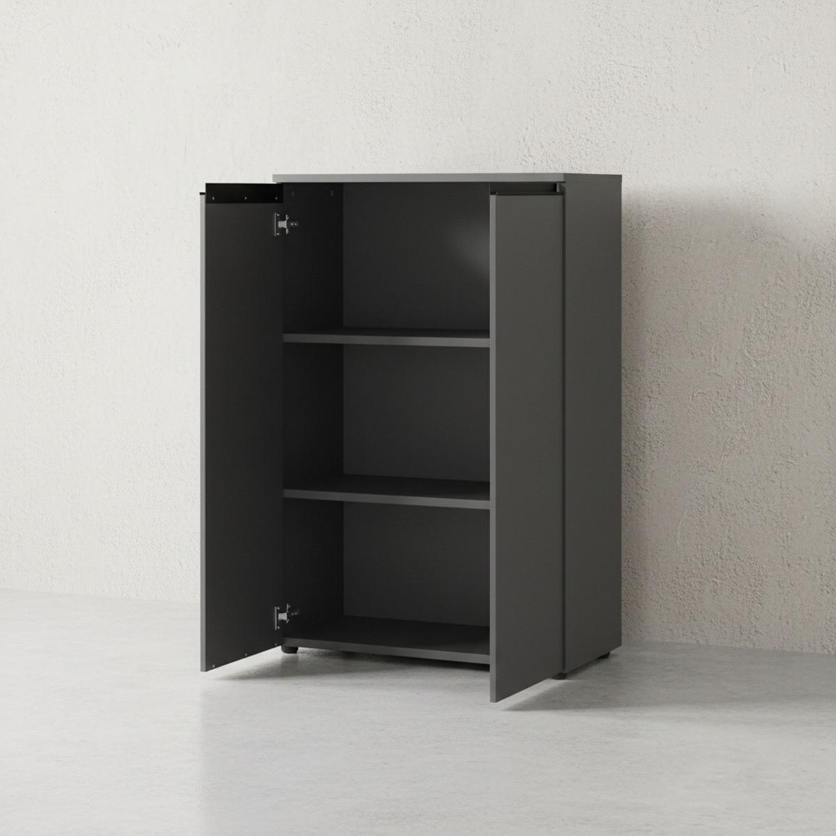 AKTENSCHRANK 2-türig Soft-Close, 3 Ordnerhöhen 81x120x40 cm Graphit - Schwarz, Holzwerkstoff (81/120/40cm) - KADIMA DESIGN