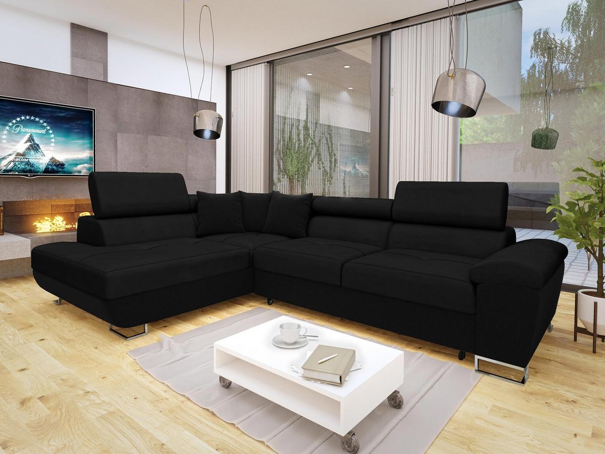 ECKSOFA Cotere, Seite: Links - Schwarz, Holz/Textil (270/202cm) - MIRJAN24
