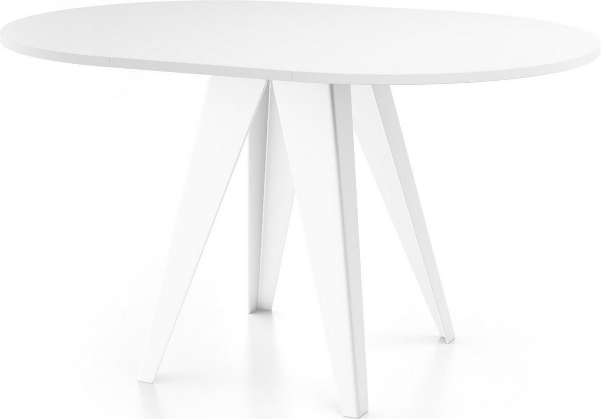 ESSTISCH Griffin runder ausziehbarer, Weiß 90-130/100/76 cm - Weiß, Holzwerkstoff/Metall (90/130/76cm) - WFL GROUP