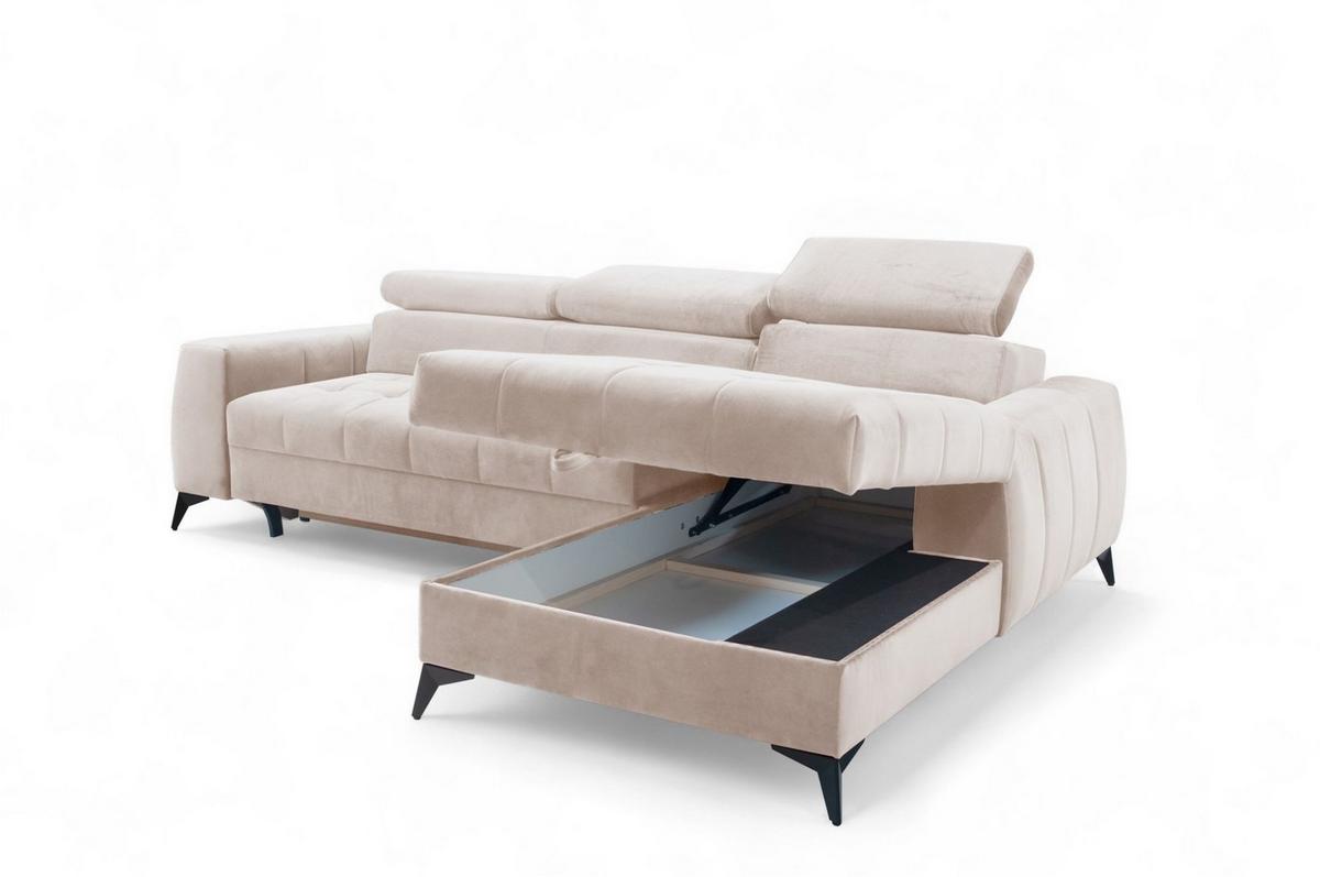 ECKSOFA Agnesa Xs In Salvador - Beige, Holzwerkstoff/Textil (260/200cm) - Fun Möbel