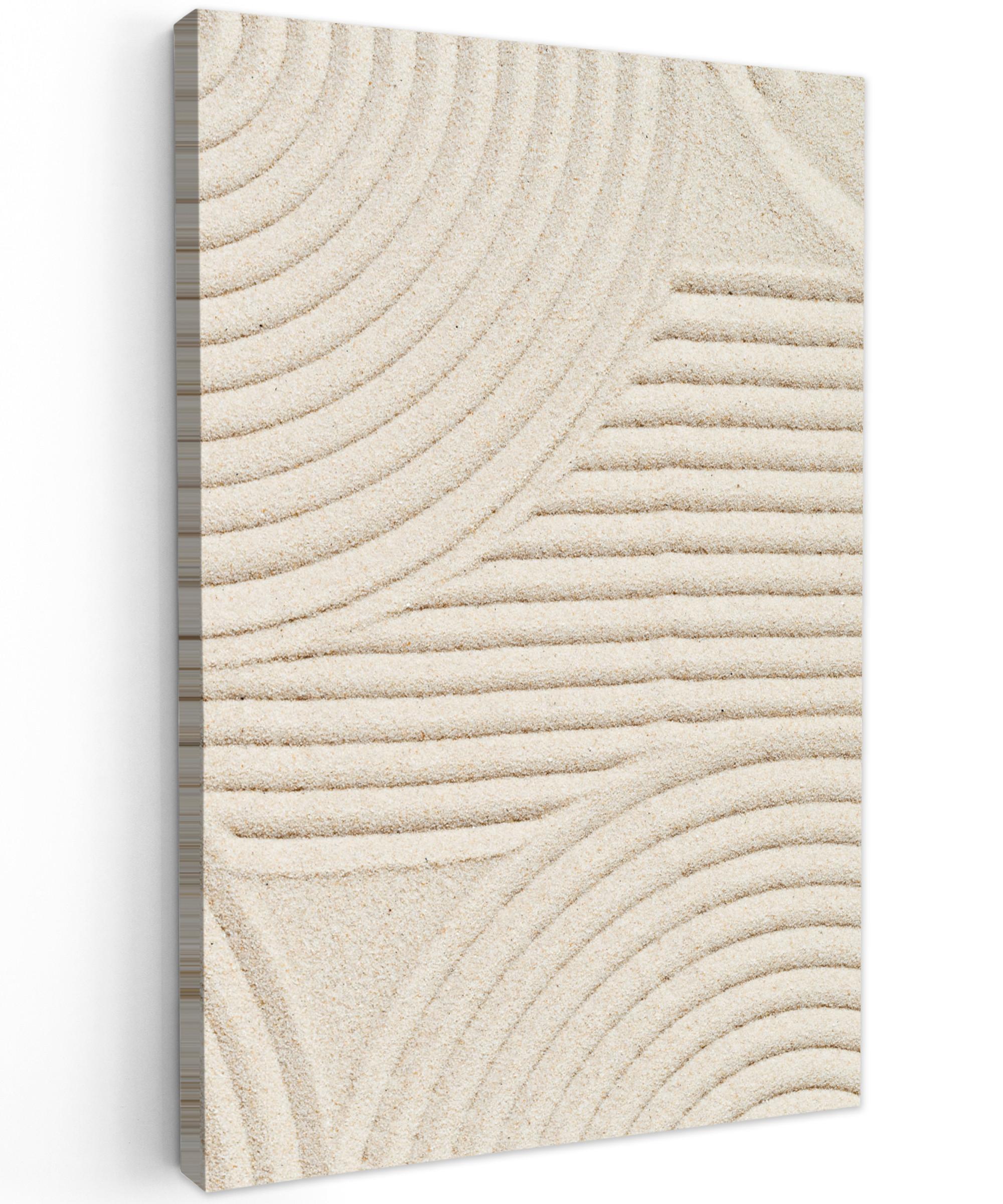 LEINWANDBILD Muster - Abstrakt - Weiß Deko Groß 90x140 cm - Beige, Textil (90/140cm) - MuchoWow