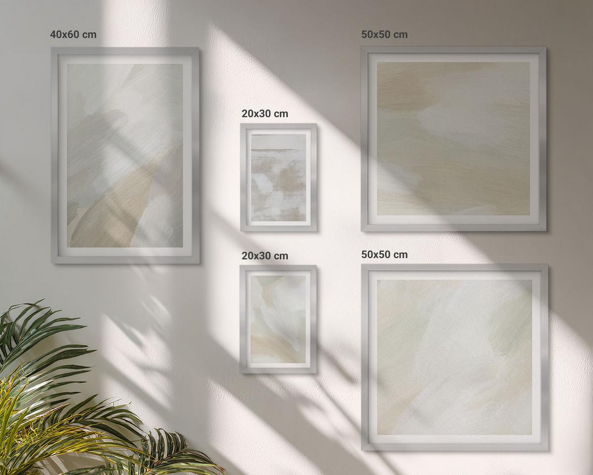 BILDER SET 5er Set - 50x50 cm & 20x30 cm & 40x60 cm Silberner Rahmen - Abstrakte Pinselmalerei auf Leinwand - Silberfarben, Kunststoff (40/60cm) - TULUP