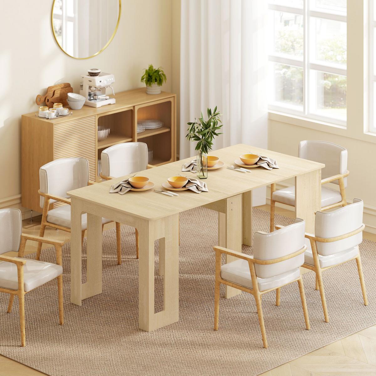 ESSTISCH Ausziehbar Küchentisch Esszimmertisch für bis 6 Personen 60-180x85 cm - Naturfarben/Weiß, Holzwerkstoff (180/85/75cm) - HOMCOM