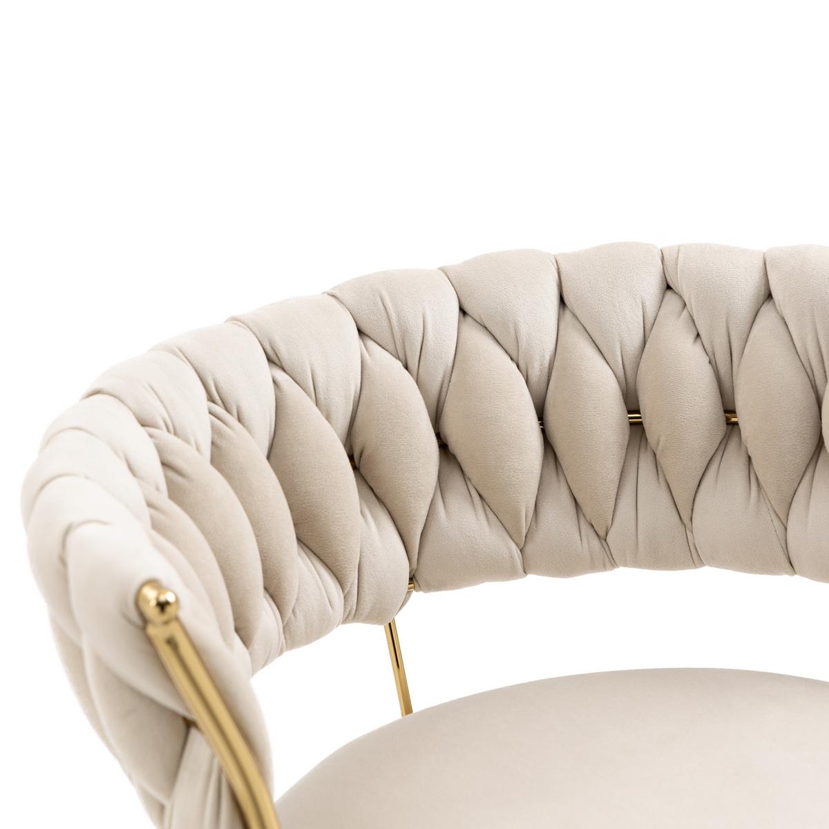 BARHOCKER samt höhenverstellbar 2er set goldfuß - Creme, Textil (54/78/46cm) - Urban Meuble